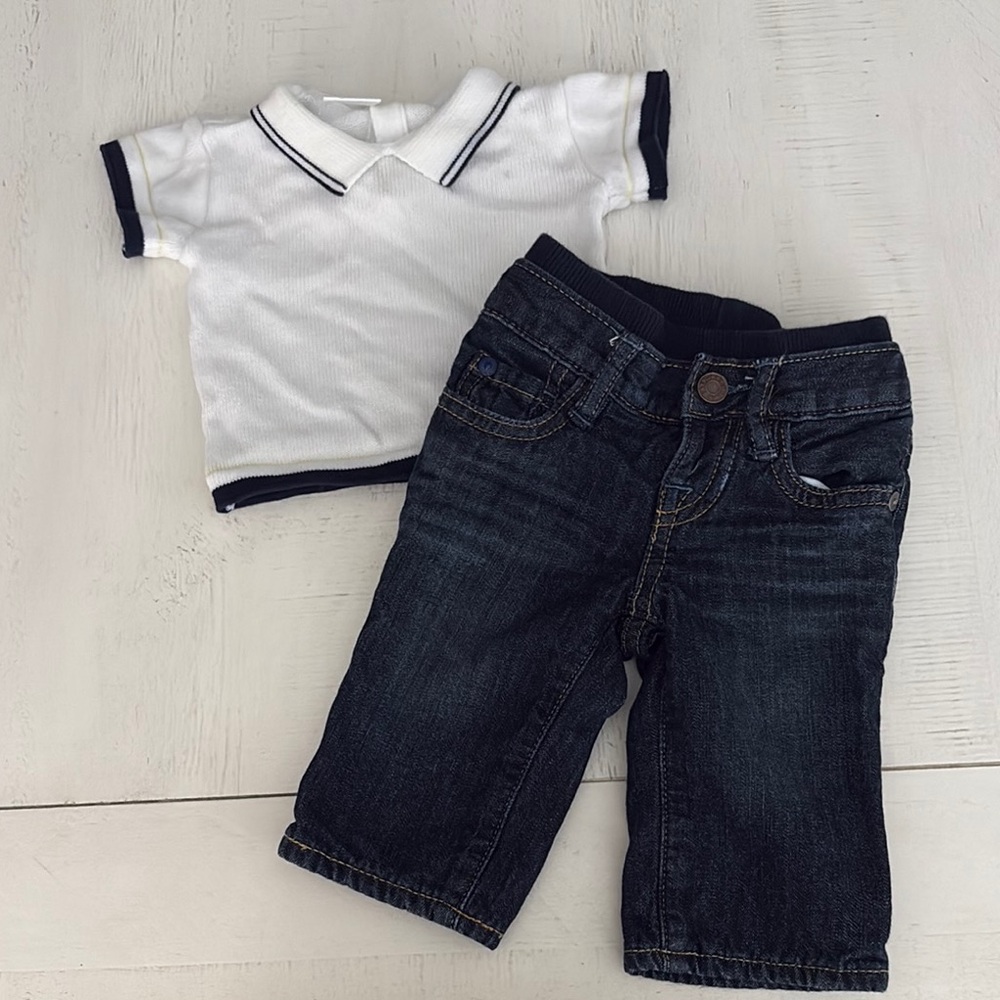 GAP White and Navy Kids Polo Shirt